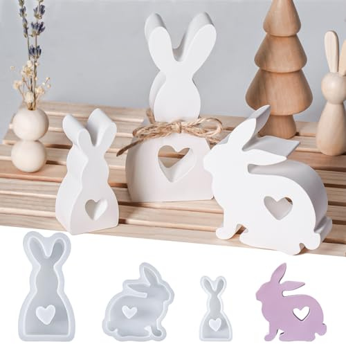 YODOYO Silikonformen Gießformen Ostern – Osterhase 3er Set | Kerzenformen zum Gießen als Hasen mit Herz-Ausschnitt, Gießformen für Wachs, Gips, Beton – DIY Osterdeko, Frühlingsdeko