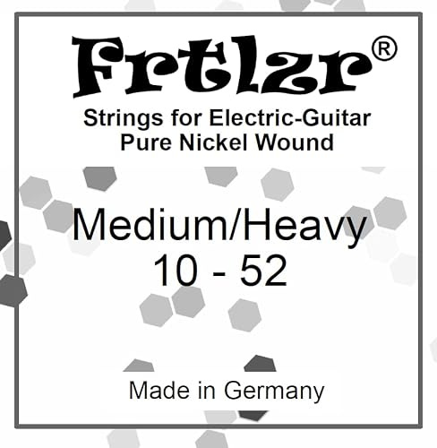 FRTLZR Corde per chitarra elettrica con rivestimento in puro nichel, calibro 10-52, a ferita, realizzate in Germania