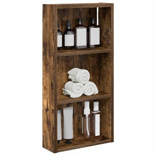 vidaXL Badezimmer-Wandschrank Geräucherte Eiche 30 x 10 x 60,5 cm, Moderner Badschrank, rechteckiges Regal, funktionale Aufbewahrung, platzsparende Lösung, stilvolles Design
