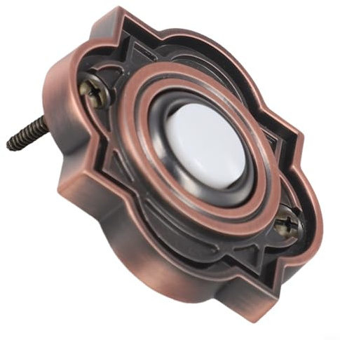 Metal Doorbell Push Button With Led Light Wired Bronze Finish For Outdoor Front Entry Weather Resistant Solid Iron Construction Install On Traditional Or Contemporary Decor Systems