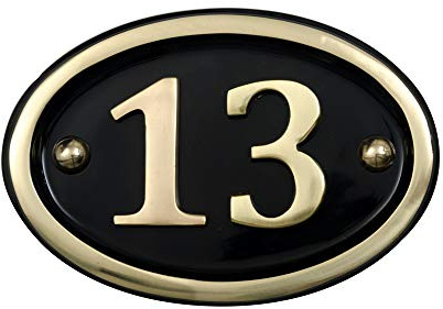 Solid Brass House Number Oval Design (No 13)