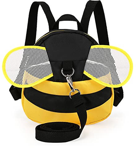 Eleoption Bienen niedlicher Cartoon-Kinderrucksack, Mini-Rucksäcke mit Sicherheits-Nylon-Geschirr