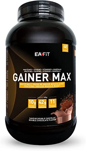 EAFIT GAINER MAX Prise de masse Gaine musculaire-Boisson hyperglucidique-Double Chocolat-Apport de glucide,de vitamines pour le sport pour la prise de poids-Shaker proteine pour la musculation | 2,9kg