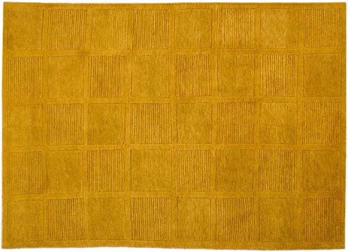 Lifetex.eu Teppich Super Nepali Relief ca. 140 x 195 cm Gelb handgeknüpft Schurwolle Modern hochwertiger Teppich