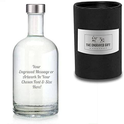 Personalised Engraved Large Glass Bottle With Screw Top And Gift Box 70cl For Women For Men Storage Spirits, Sauces, Any Occassion Birthday, Wedding, Anniversary, Retirement