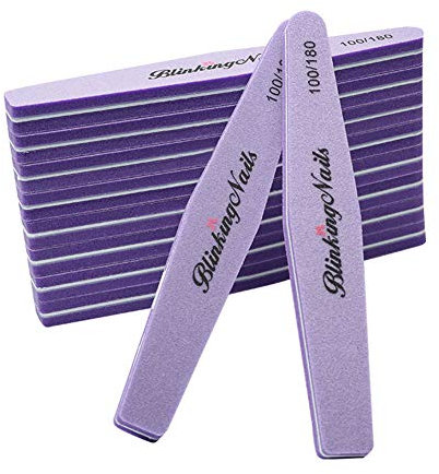 BlinkingNails Nail Buffers of Sponge Nail File Double Sides Design 100/180 Grit, Nail Buffer for Acrylic Nails Professional Manicure Nail Tools Color Purple Pack of 10pcs…