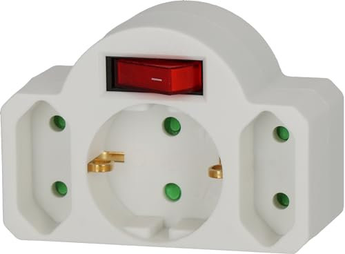 6er Pack Brennenstuhl Mehrfachsteckdose, Steckdosenadapter 3-fach mit Schalter (Zwischenstecker bestehend aus 2 x Eurosteckdose & 1 x Schutzkontakt)