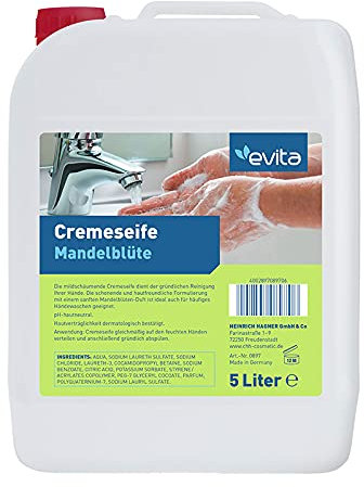 evita Cremeseife Mandelblüte (5 Liter), mit Mandelblütenduft, hautfreundliche Formulierung