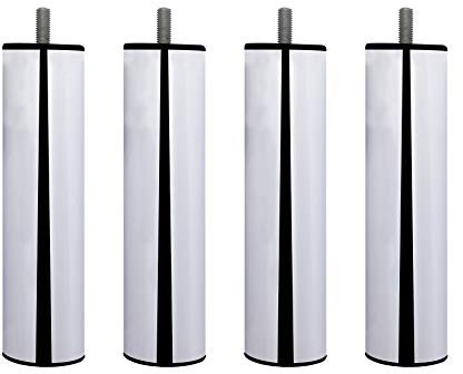 MEGALUXFRANCE 4 Pieds de Lit, Sommier Tapissier en Métal Chromé 20 Cm, Vis Fileté M8