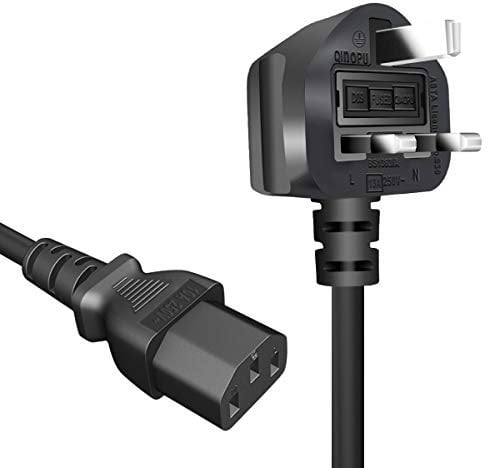 EXTRASTAR 13A Fused Power Cable, 3 pin Mains Power Lead (IEC320C13 to BS1363/A), 1.5 Metre UK Plug Kettle Lead Power Cord for Samsung, Dell, Sony, HP, LED LCD Smart TV Monitor - Black