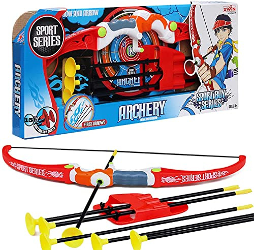 Kidoloop Kids Bow and Arrow Set - 55CM Archery Set with 15 Suction Cup Arrows, Target and Hip Quiver - Safe Indoor and Outdoor Archery Toy Set for Boys and Girls Ages 3+ Years