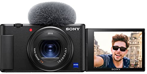Sony Digital Vlog Camera ZV-1 Only (Compact, Video Eye AF, Flip Screen, in-Built Microphone, 4K Vlogging Camera and Content Creation) - Black