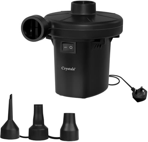 DENNY - 220V Electric Pump, Air Pump for Inflatables, Airbed, Air Mattress, Pools, Sofa, Kayaks or Loungers – Portable Inflator Pump for Camping, Indoor or Outdoor - Black