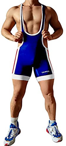 Gymskop Herren Wrestling Singuletts Athletic Supporters Slim Fit Sport Bodysuit Einteilige ärmellose Active Wrestling Trikot Gewichtheben Jumpsuits Blau L