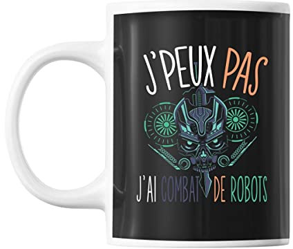 Mug Combat de robots j'peux pas Noir