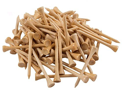 LOVMEAD Golf Tees Bambus 83mm Set Wert 120 Stück, Lang Holz Golftee Hartholz Driver Range Natürliche, Langlebiger Lignum Tee Zubehör Packung 3-1/4 (83mm)