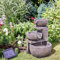 Garden Mile Fontana d'acqua moderna con caduta di roccia, in resina e pietra, ad energia solare, ornamento da giardino, centrotavola decorativo per esterni, per terrazze, laghetti, patio e prato