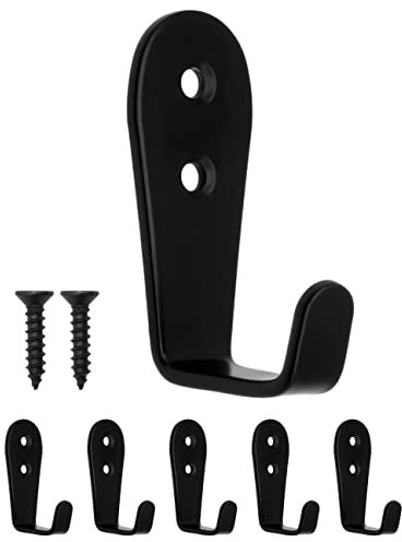FUXXER® 5 Klassische Garderoben-Haken, Kleider-Haken, Küchen-Haken, Eisen, schwarz (groß)