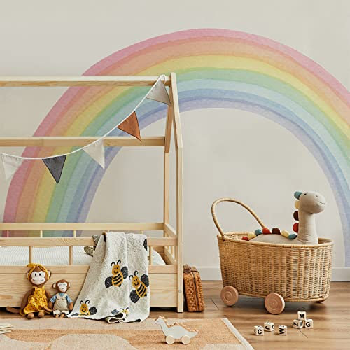 funlife bunt großer Regenbogen Vinyl Wandaufkleber selbstklebend Pastell Regenbogen Wandsticker Wandbild für Kinder, Mädchen, Wohnzimmer, wasserfest Wanddeko Wandtattoo, 240x140cm