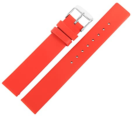 LEONARDO VERRELLI Unisex – Uhrenarmband Leder Dornschließe Breite 14 bis 22 mm (Stegbreite: 18 mm, rot)
