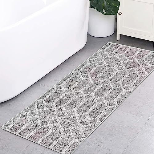 Tinyboy-hbq Teppichläufer für Flure rutschfest, Waschbar Läufer Flur Lange Weiche Kücheläufer Grau Flur Teppich für Schlafzimmer Flure Wohnzimmer Küche (Boho-Grau, 80 x 150 cm) …