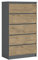 3E 3xE living.com Komodenschrank mit 5 Schubladen, Farbe: ANTHRAZIT/Eiche Lancelot, A: 70 x 125 x 39 cm