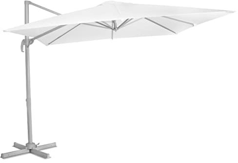 VONROC Premium Freitragender Sonnenschirm Balkon - Neigbar, Rechteckig, 360° drehbar, 300X300CM - Sonnenschutz für Terrasse & Garten - Sonnenschirm groß inklusive Schutzhülle - Pisogne Weiß