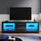 ELEGANT 1600mm Stylish High Gloss Black TV Stand Cabinet Units with Ambient LED Light for Flat Screen 4k TVs LED Lights TV Cabinets with Shelves and Drawers for Living Room Bedroom