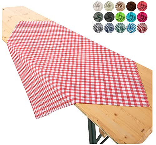 heimtexland ® Tischdecke Mitteldecke Biertisch Garten Tischdeko Landhaus Typ861 Vichy Karo Rot 90x90 cm