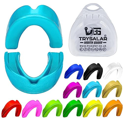 Mundschutz für Zähne professioneller Mundschutz mit Hosenträgern für Sport MMA Boxen Rugby Hockey Kampfsport Karate Basketball Lacrosse Muay Thai Kampfkontakt Jugendliche und Erwachsene (Babyblau)