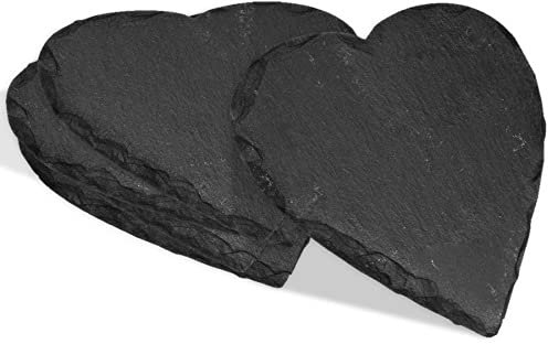 mtb more energy Lot de 2 tableaux en ardoise - Plaque en forme de cœur - 20 x 20 cm - Pour écrire ou graver soi-même pour cadeaux, bricolage, maison, jardin