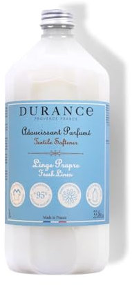 Durance Fresh Linen Textil-Weichspüler – 1 l, macht Wäsche weich und versorgt die Wäsche mit langanhaltendem Frischleinenduft für luxuriös weiche Kleidung