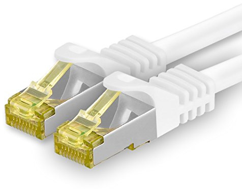1CONN Câble Réseau Cat7 Cat 7 10 Gb/s - 1x 10m - RJ45 Ethernet LAN DSL Routeur Modem - Blanc