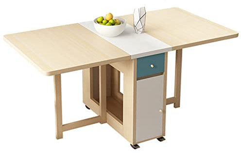 SHERAF Ausziehbarer Esstisch, klappbarer Holztisch, platzsparender Küchentisch mit Schubladen und Rollen, kompakter klappbarer Esszimmertisch, Drop-Leaf-Tisch – 1,5 m Lofty Ambition