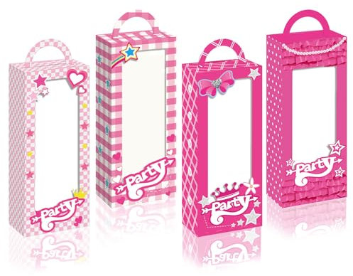 24Pcs Pink Party Boxes Bar-bie Party Decorations Doll Props Hot Pink Doll Gift Boxes Bar-bie Party Favors for Bachelorette Party Kids Girls Birthday Party (19.1 * 7.4 * 4.8cm)