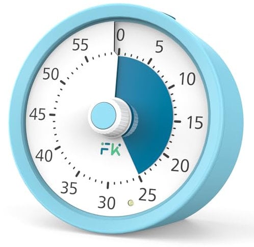 60 Minutes Visuel Minuteur, Minuteur de Bureau pour Les Enfants, Classe Minuteur, Minuteur de l'école de l'enseignant, Cuisine, Salle de Sport, Minuteur de thé, Heure de TDAH pour Les Enfants (Bleu)
