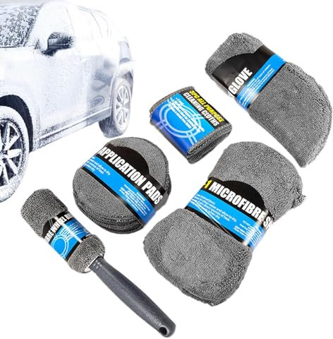 Missmisq Kit de limpieza de autos,Kit de lavado de autos para el hogar - Kit de herramientas de limpieza para lavado de coches - Kit de limpieza de coche con cepillos, toallas, esponjas y más, 9