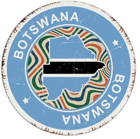 Botswana runde Metallschilder, 30,5 x 30,5 cm, für den Außenbereich, Retro, Lounge, Hinterhof, Männerhöhle, Dekoration, Blechschilder, Nationalflaggen, Segeln, Aluminium, Metallschild für den