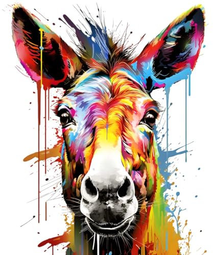 Designer Aufkleber/Sticker/Wandaufkleber/Decal/Fotosticker/Dekoration Vinyl - XL- bunt - Esel Donkey Porträt 01