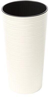 Textured Flower Pot with Insert - Tall Planter for Indoor & Outdoor (Cream, 30cm x 57cm)