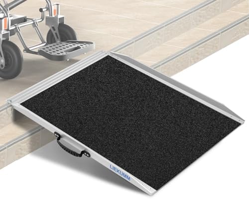 LIEKUMM Rollstuhlrampe 91 x 73 cm, 300 kg Tragkraft Schwellenrampe | Aluminium Rampe für Rollstuhl, Schwellenrampe für Zuhause, Stufen, Tragbar Auffahrrampe für Scooter, Kinderwagen, Warenwagen