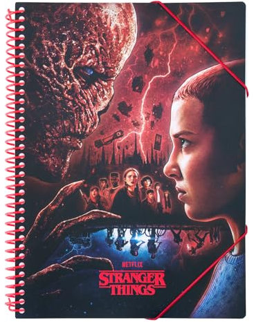 Grupo Erik Folien Ordner A4 Schmal Stranger Things Ordner mit Folien A4 Dokumentenmappe A4 mit 30 Hüllen - Offizieller Netflix Stranger Things Merch