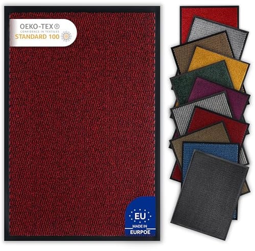 Bodenständig® Saubere Schuhe Dank saugstarkem Stoff (robust) perfekte Größe Dunkelrot in 60x90cm - Fußmatte innen, Fussmatte innen - Schmutzfangmatte für innen Türmatte