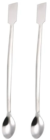 YOKIVE 2 pcs Laboratoire Spatule Cuillère, 201 Inox Acier Micro Échantillonnage Mélange Mesure Excellent pour Laboratoire (200mm/8-pouce)