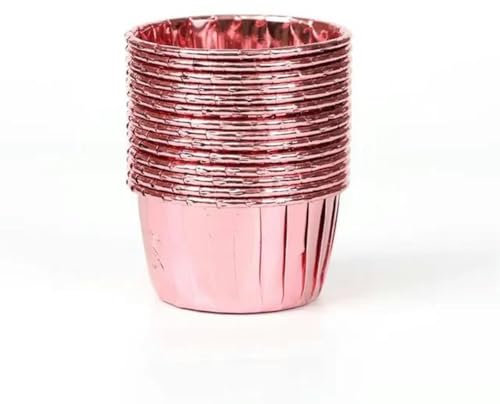 50PC Aluminum Foil Muffin Cupcake Paper Cups Gold Silver Cupcake Liner Baking Cups Tray Cases Wedding Caissettes Cupcake Wrapper-Rose Gold