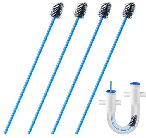 4 PCS Condensate Flexible Drain Brush, 15.7 in Nylon and PVC, Cleaning for AC Condensate P Trap, Dirt Removal