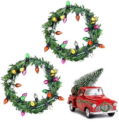 Miniatur Weihnachtskranz, Mini Weihnachtskranz, 2 Stück Mini Girlande Weihnachten, 30 cm, Weihnachtskranz Dekoration, Miniatur Deko Weihnachten für Weihnachtsbaum, Puppenhaus