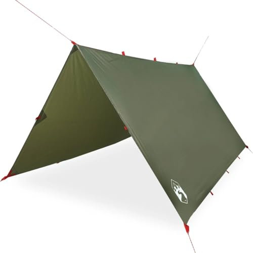vidaXL Tarp, Wasserdicht Zeltplane, Sonnensegel Abdeckplane für Hängematte, Regenschutz Sonnenschutz für Outdoor Camping Picknick Festival, Olivgrün 306x306cm