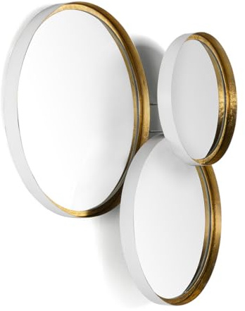 SET/3 ESPEJO 80X14X87 CRISTAL/METAL BLANCO/DORADO