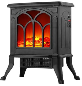 Estufa de efecto llama, termostato ajustable, 750W/1500W, ideal para calentar espacios y crear ambiente acogedor.